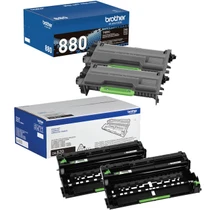 Brother Genuine TN880 Super High Yield Black Toner Cartridge and DR820 Drum OEM Bundle - 2 Toners + 2 Drum (12,000 Pages Each Toner, 30,000-Page Drum)
