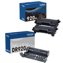 Brother Genuine TN920XL High Yield Black Toner Cartridge and DR920 Drum OEM Bundle - 2 Toners + 1 Drum (6,000 Pages Each Toner, 45,000-Page Drum)