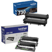 Brother Genuine TN730 Black Toner Cartridge and DR730 Drum OEM Bundle - 2 Toners + 2 Drum (1,200 Pages Each Toner, 12,000-Page Drum)