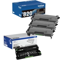 Brother Genuine TN820 Black Toner Cartridge and DR820 Drum OEM Bundle - 3 Toners + 1 Drum (3,000 Pages Each Toner, 30,000-Page Drum)