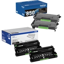 Brother Genuine TN850 Black Toner Cartridge and DR820 Drum OEM Bundle - 2 Toners + 2 Drum (8,000 Pages Each Toner, 30,000-Page Drum)