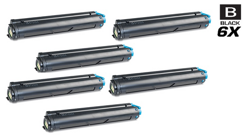 Compatible Okidata 43502301 Laser Toner Cartridges Black 6 Pack