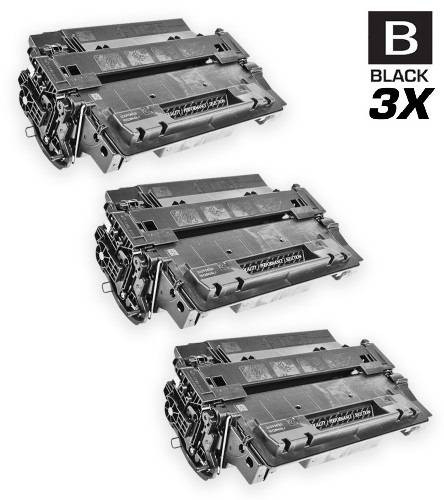 CS Compatible Replacement for HP CE255A Toner Cartridge Black 3 Pack/ HP 55A