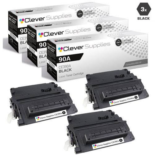CS Compatible Replacement for HP CE390A Toner Cartridge Black 3 Pack/ HP 90A Toner