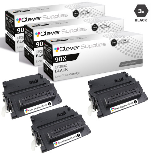 CS Compatible Replacement for HP CE390X Toner Cartridge High Yield Black 3 Pack/ HP 90X Toner