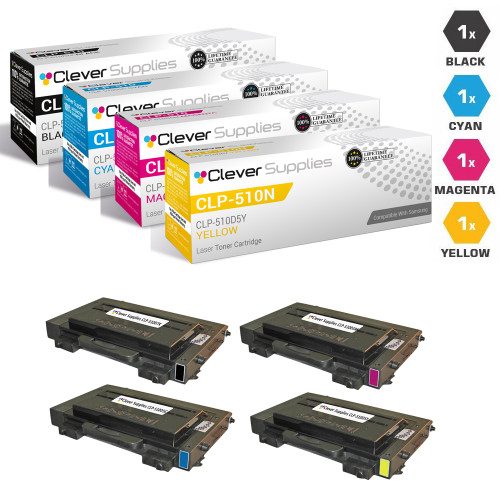 Compatible Samsung CLP-510N Premium Quality Laser Toner Cartridges 4 Color Set
