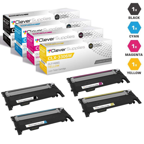 Compatible Samsung CLX-3306FN Laser Toner Cartridges 4 Color Set