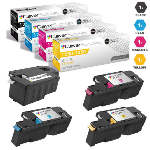 Compatible Dell 1250 High Yield Toner Cartridges 4 Color Set