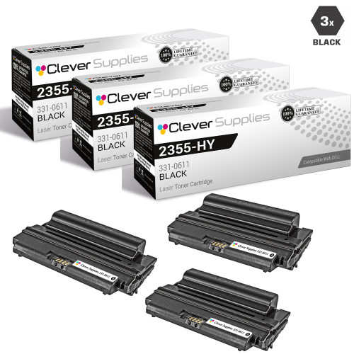 Compatible Dell 2355 Toner Cartridge High Yield Black 3 Pack