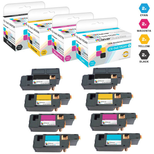 Compatible Dell Laser Toner Cartridges High Yield 2 X BCMY - 8 Color Set (810WH/ C5GC3/ XMX5D/ WM2JC)