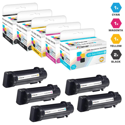 Compatible Dell Laser Toner Cartridges High Yield 2 Black and CMY - 5 Color Set (N7DWF/ P3HJK/ 5PG7P/ 3P7C4)