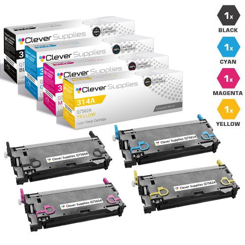 CS Compatible Replacement for HP 314A Color LaserJet Toner Cartridges 4 Color Set (Q7560A/ Q7561A/ Q7563A/ Q7562A)