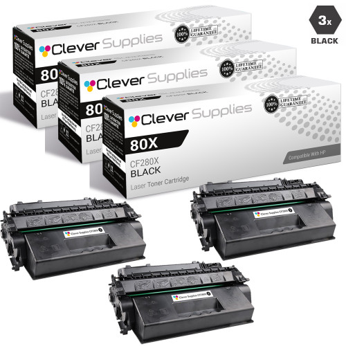 CS Compatible Replacement for HP CF280XX Toner Cartridge Maximum Yield Black 3 Pack/ HP 80XX