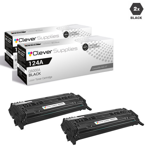 CS Compatible Replacement for HP 124A Color LaserJet Toner Cartridges/ Two Pack Black Q6000AD