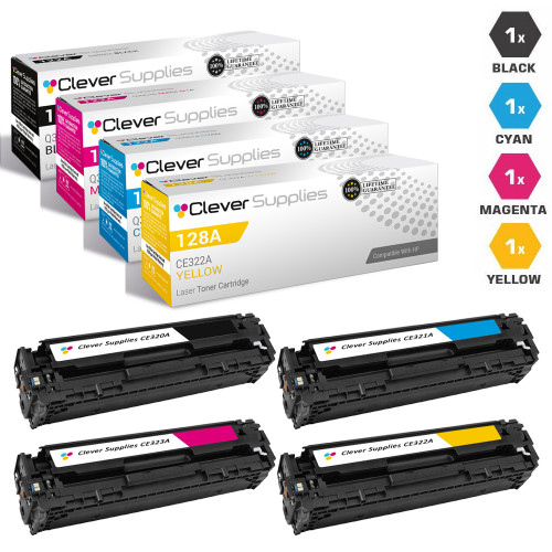 CS Compatible Replacement for HP 128A Premium Quality Toner Cartridges 4 Color Set (CE320A/ CE321A/ CE323A/ CE322A)