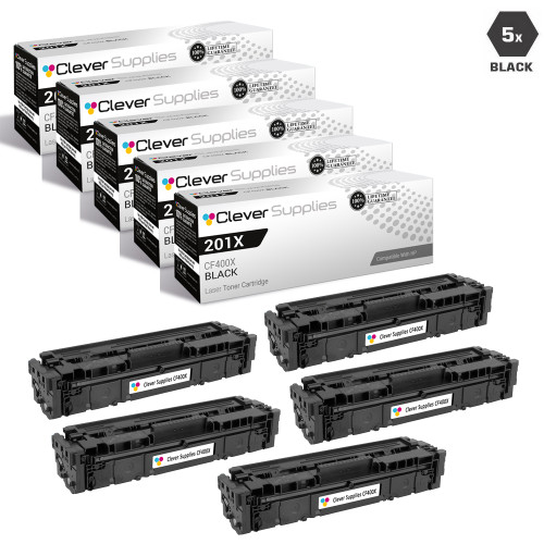 CS Compatible Replacement for HP CF400A (HP-201A) Laser Toner Cartridge Black 5 Pack