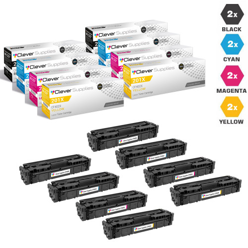 CS Compatible Replacement for HP 201A Laser Toner Cartridges 2 X BCMY - 8 Color Set (CF400A/ CF401A/ CF403A/ CF402A)