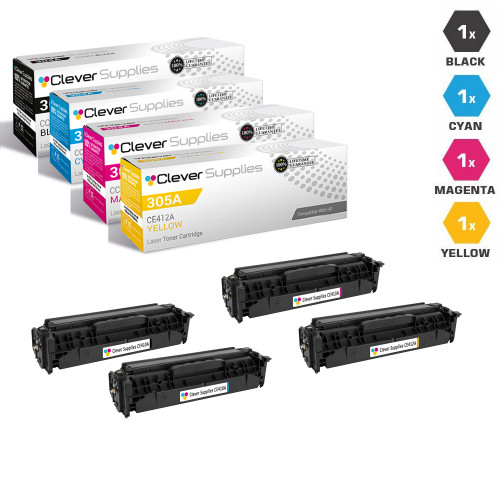 CS Compatible Replacement for HP 305A Premium Quality Toner Cartridge 4 Color Set (CE410A/ CE411A/ CE412A/ CE413A)