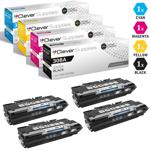 CS Compatible Replacement for HP-308A-311A Toner Cartridges 4 Color Set/ (Q2670A/ Q2681A/ Q2682A/ Q2683A)