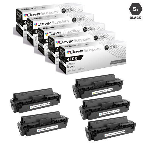 CS Compatible Replacement for HP CF410X (HP-410X) Laser Toner Cartridges High Yield Black 5 Pack