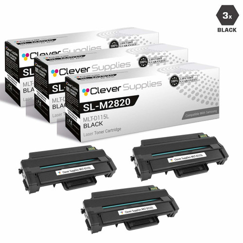 Compatible Samsung MLT-D115L High Yield Laser Toner Cartridge Black 3 Pack