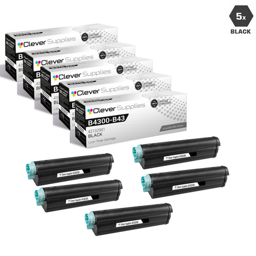 Compatible Okidata B4300 Laser Toner Cartridges Black 5 Pack