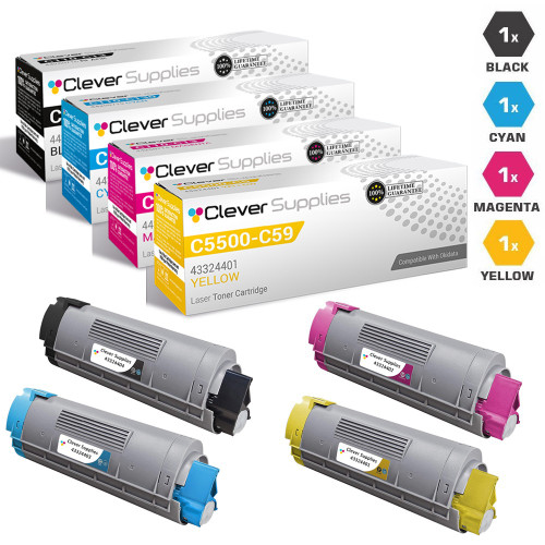 Compatible Okidata C5500 Premium Quality Laser Toner Cartridges High Yield 4 Color Set