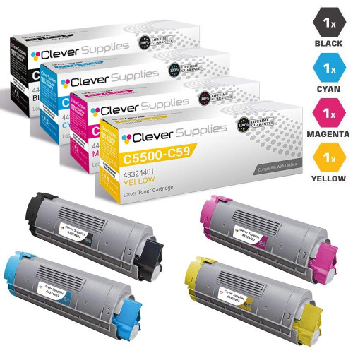 Compatible Okidata C5500LDN Laser Toner Cartridges High Yield 4 Color Set Compatible Okidata C5500LDN Laser Toner Cartridges High Yield 4 Color Set