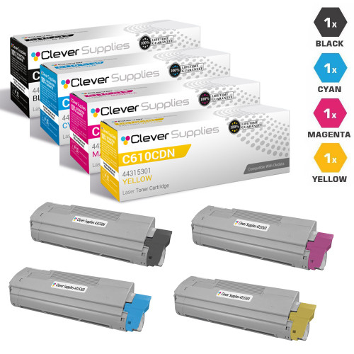Compatible Okidata C610CDN Premium Quality Laser Toner Cartridges 4 Color Set