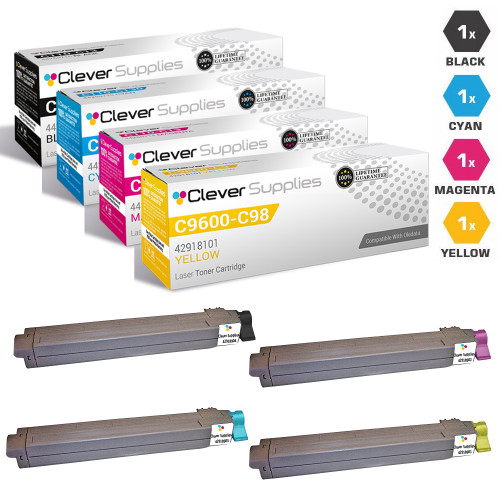 Compatible Okidata C9600N Premium Quality Laser Toner Cartridges 4 Color Set