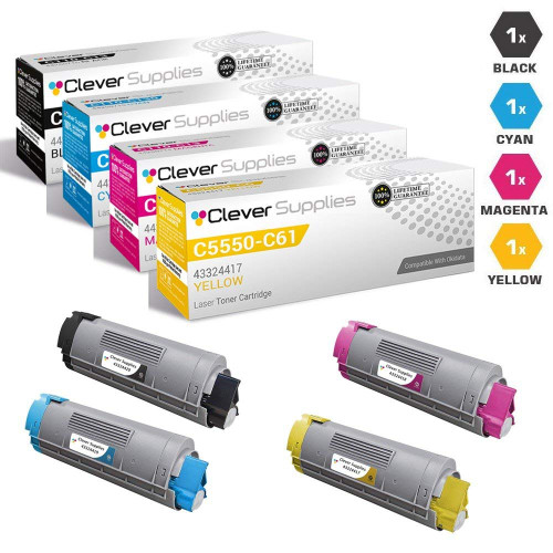 Compatible Okidata C6100N Premium Quality Laser Toner Cartridges 4 Color Set