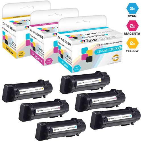 Compatible Dell Laser Toner Cartridges High Yield 2 X CMY - 6 Color Set (P3HJK/ 5PG7P/ 3P7C4)