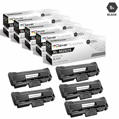 Compatible Samsung MLT-D116L Premium Quality High Yield Laser Toner Cartridge Black 5 Pack