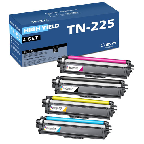 Compatible Brother TN221-TN225 Premium Quality Laser Toner Cartridge High Yield 4 Color Set (TN221BK/ TN225C/ TN225M/ TN225Y)