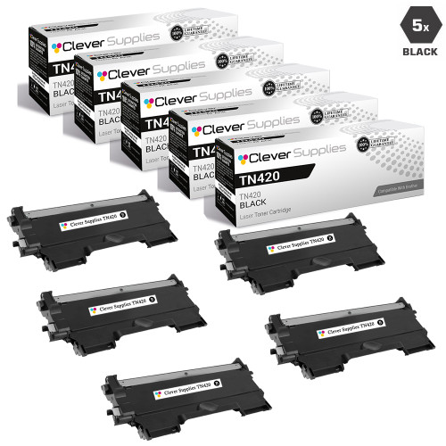 Compatible Brother TN420  / TN450  Toner Cartridge 5 Black Set