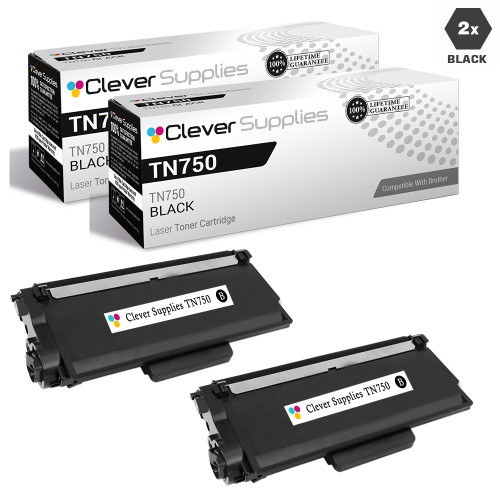 Compatible Brother TN750 Laser Toner Cartridge High Yield Black 2 Pack