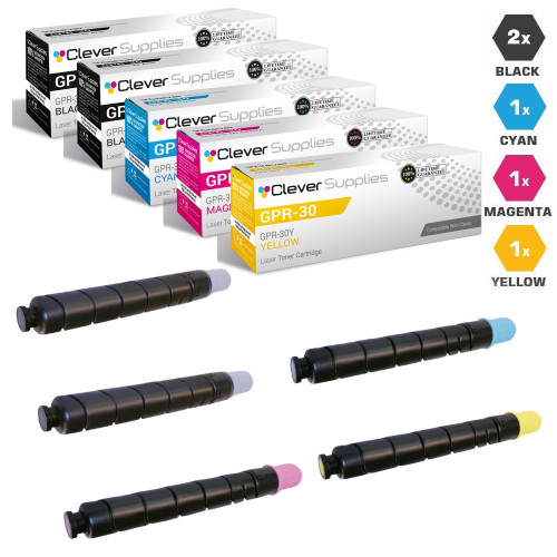 Compatible Canon GPR-30, GPR30 Toner Cartridges 5 Color Set (GPR-30BK, GPR-30Y, GPR-30M, GPR-30C)