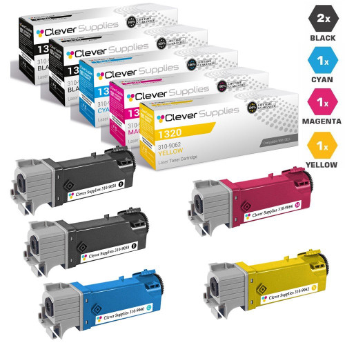 Compatible Dell 1320 Toner Cartridges 5 Color Set (310-9058, 310-9060, 310-9064, 310-9062)