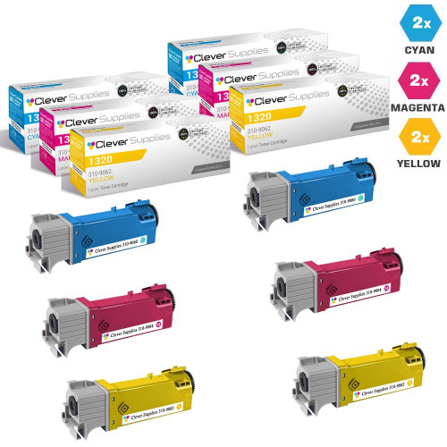 Compatible Dell 1320 Toner Cartridges 6 Color Set (310-9060, 310-9064, 310-9062)