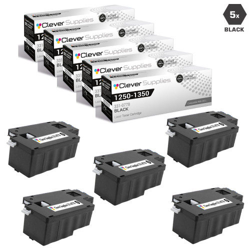 Compatible Dell 1250 Toner Cartridges Black 5 Pack (331-0778)