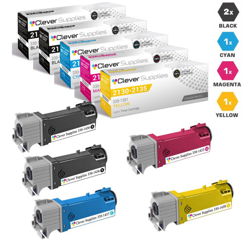 Compatible Dell 2130 Toner Cartridges 5 Color Set (330-1436, 330-1437, 330-1433, 330-1438)