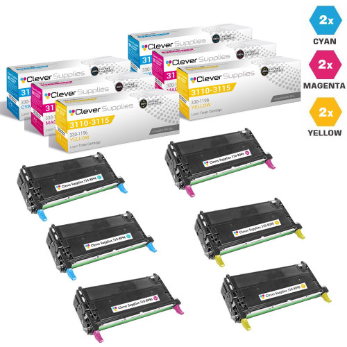 Compatible Dell 3110 Toner Cartridges 6 Color Set (310-8094, 310-8096, 310-8098)