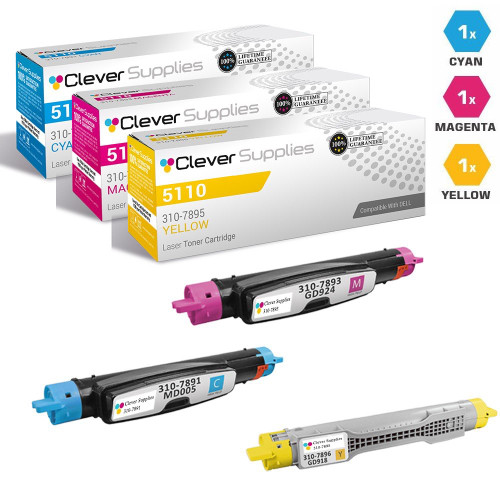 Compatible Dell 5110 Toner Cartridges 3 Color Set (310-7891, 310-7893, 310-7895)