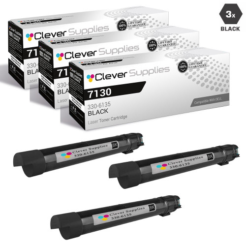 Compatible Dell 7130 Toner Cartridges Black 3 Pack (330-6135)