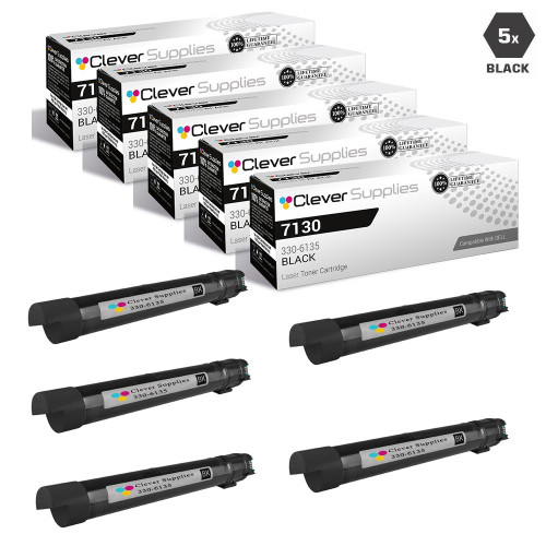 Compatible Dell 7130 Toner Cartridges Black 5 Pack (330-6135)
