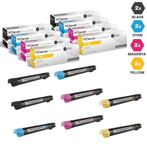 Compatible Dell 7130 Toner Cartridges 8 Color Set (330-6135, 330-6138, 330-6141, 330-6139)
