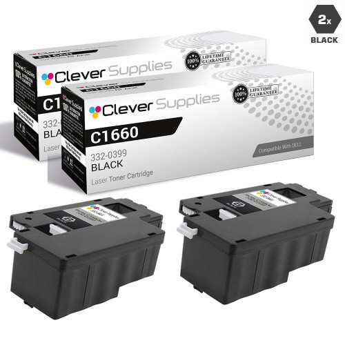 Compatible Dell C1660 Toner Cartridges Black 2 Pack (332-0399)