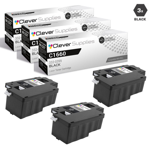 Compatible Dell C1660 Toner Cartridges Black 3 Pack (332-0399)