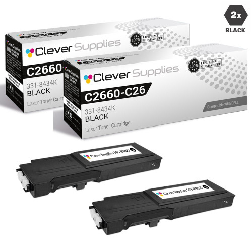 Compatible Dell C2660DN Toner Cartridges Black 2 Pack (593-BBBU)