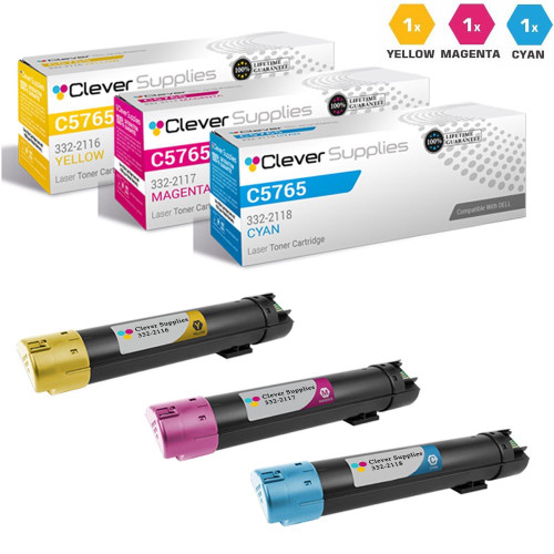 Compatible Dell C5765DN Toner Cartridges 3 Color Set (332-2118, 332-2117, 332-2116)
